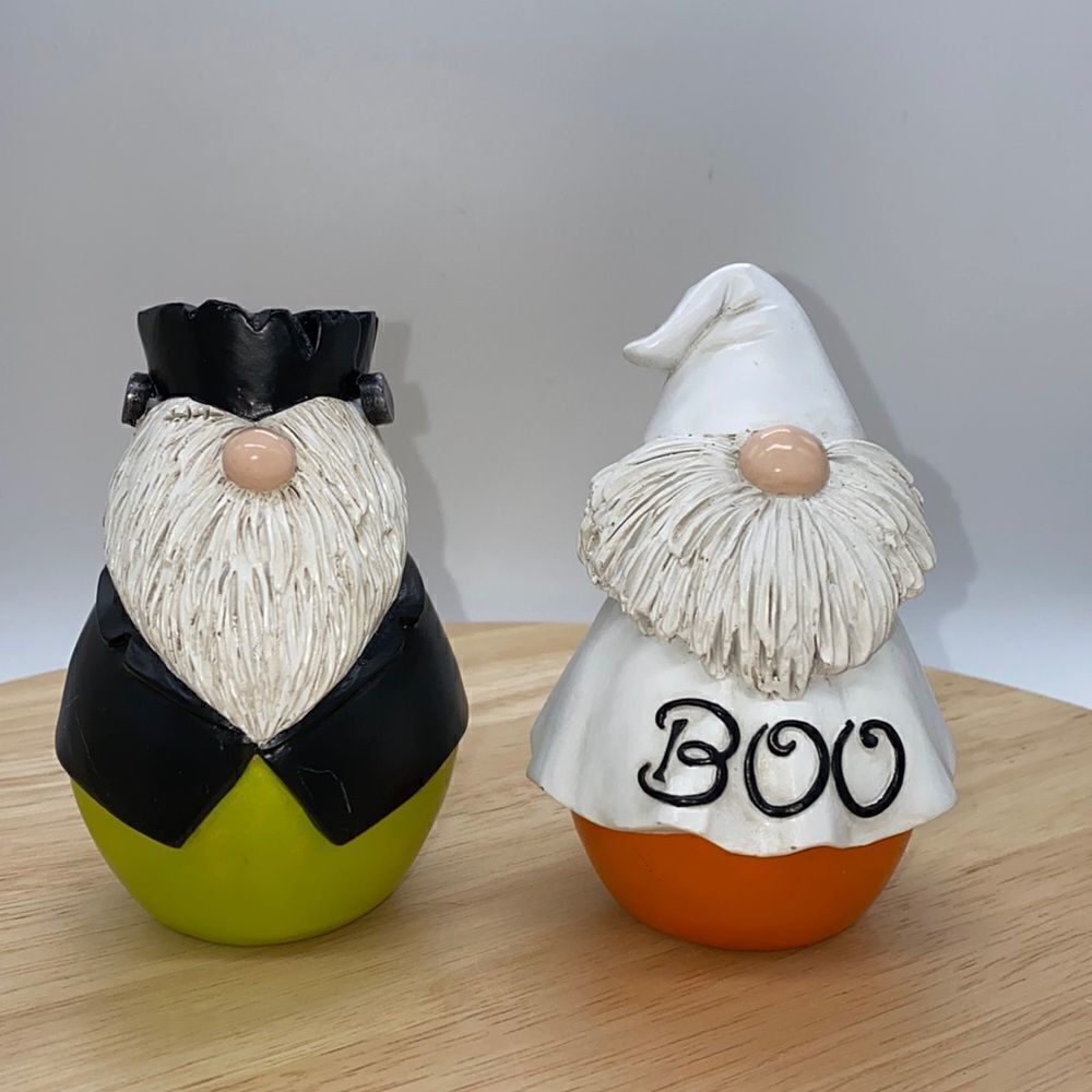 Set of 2 Halloween Spooky Gnomes Ghost and Frankenstein